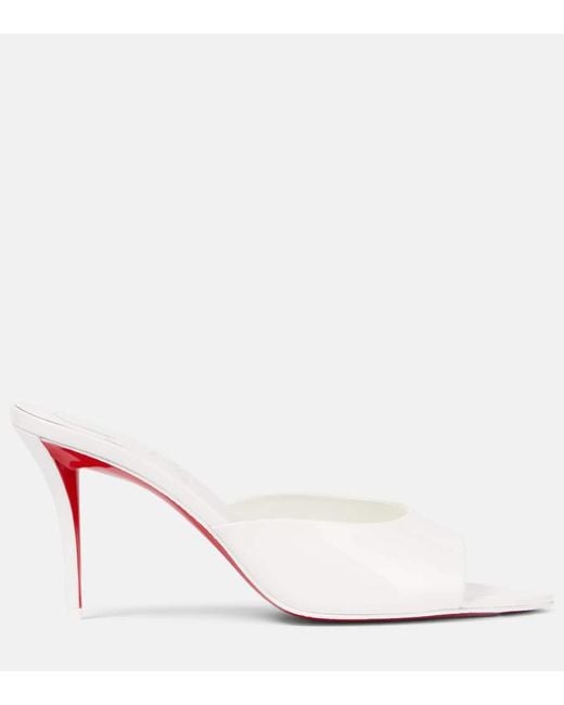 Christian Louboutin White Miss Z 80 Patent Leather Mules