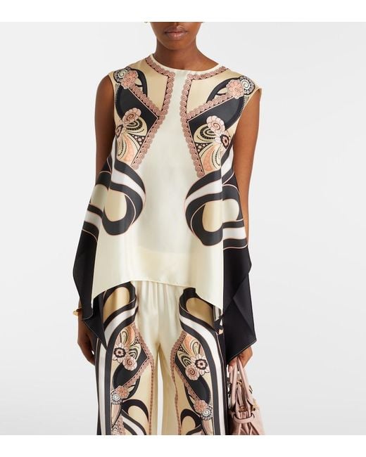 LaDoubleJ Natural San Carlo Printed Silk Twill Top