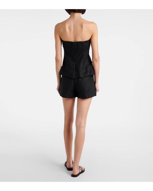 Faithfull The Brand Black Top Aus Leinen
