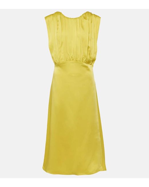 Vestido midi fruncido Jil Sander de color Yellow