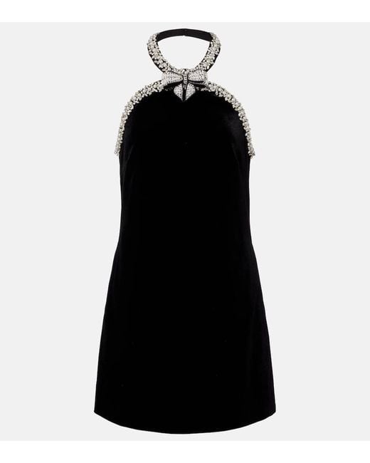 Self-Portrait Black Verziertes Minikleid Aus Samt