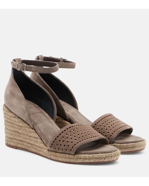 Brunello Cucinelli Brown Suede Espadrille Wedges