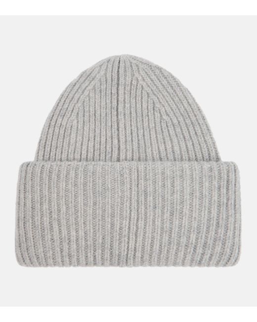 Acne Gray Pansy Ribbed-knit Wool Beanie