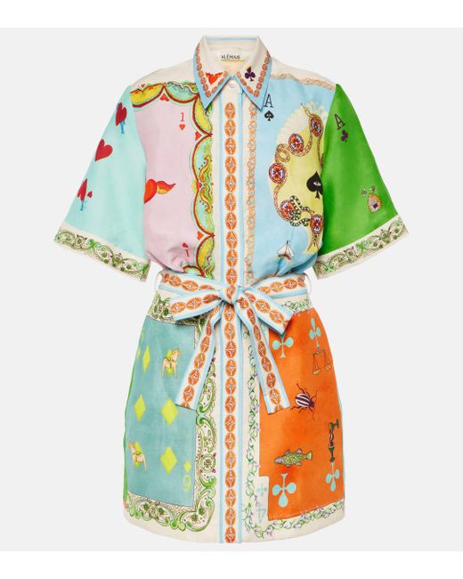 ALÉMAIS Green Rummy Printed Linen-blend Shirt Dress