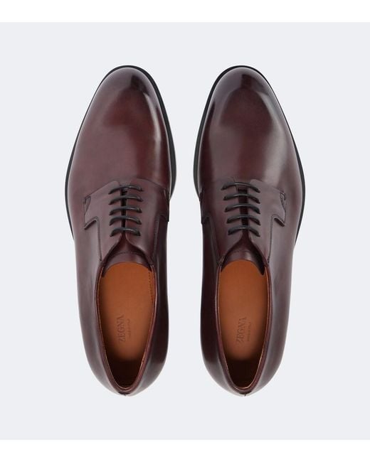 Zegna Brown Leather Derby Shoes for men