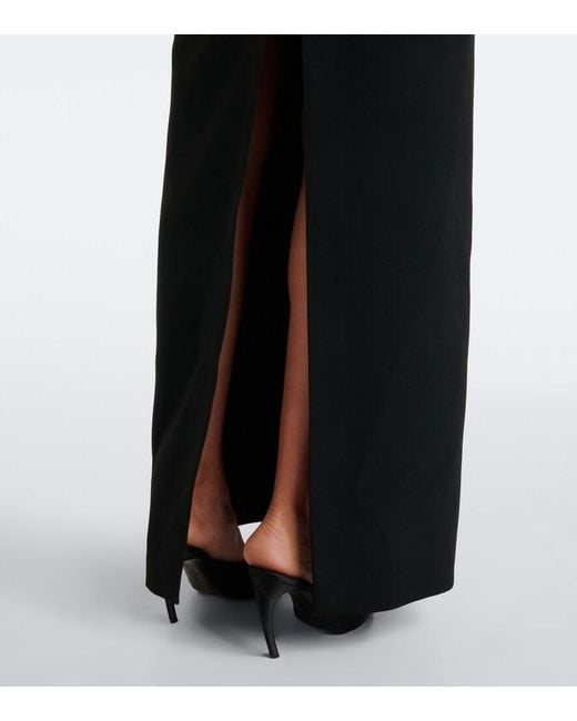 David Koma Black Embellished Halterneck Cady Gown