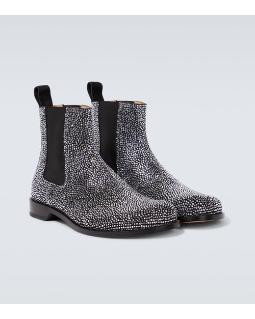 Loewe Black Campo Embellished Leather Chelsea Boots for men