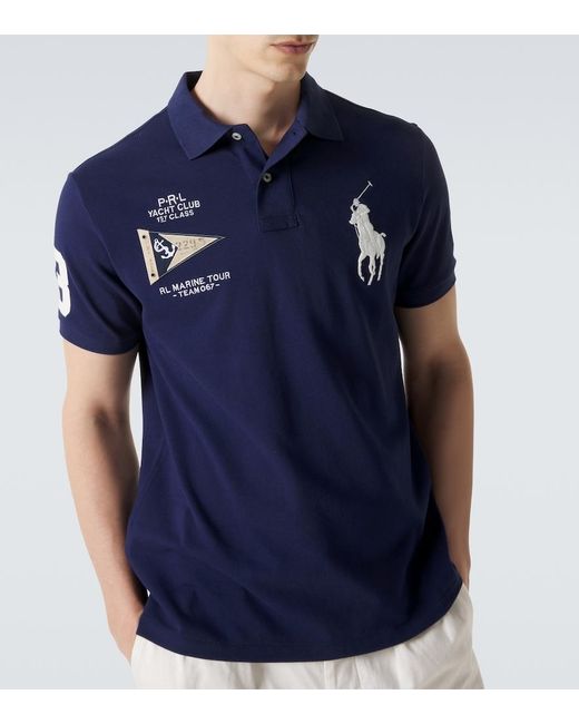 Polo Ralph Lauren Blue Embroidered Cotton Polo Shirt for men