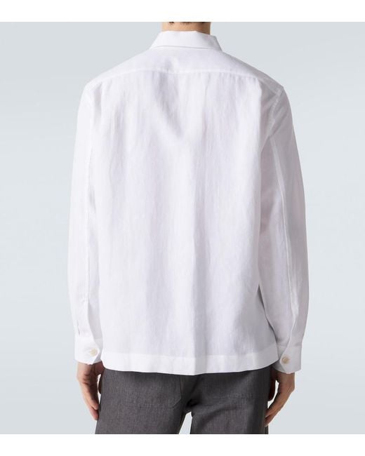 Brunello Cucinelli White Hemp, Linen, And Cotton Shirt for men