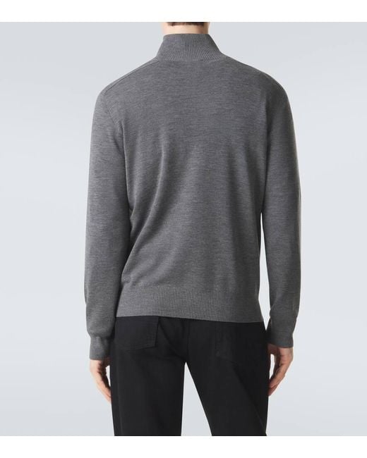 Burberry Gray Wool Half-Zip Sweater for men