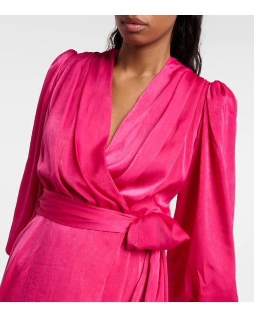 Costarellos Pink Stila Satin Wrap Dress