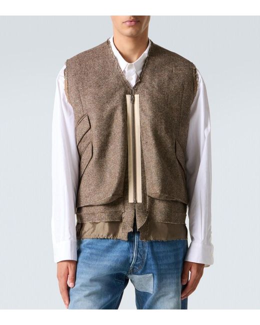 Maison Margiela Brown Wool Gilet for men