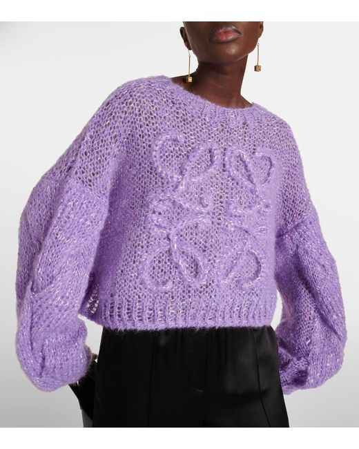 Pullover Anagram in misto mohair di Loewe in Purple