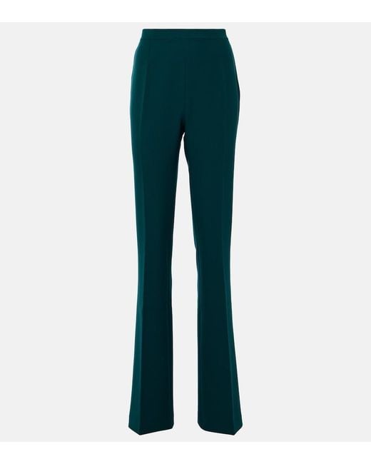 Safiyaa Blue Alexa High-Rise Crepe Flared Pants