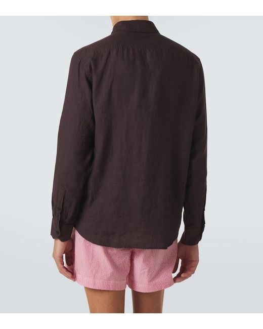 Frescobol Carioca Brown Antonio Linen Shirt for men