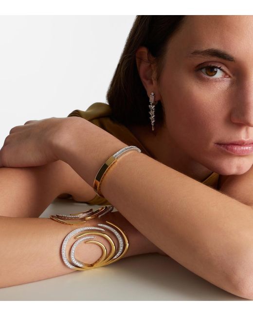 YEPREM Metallic Golden Strada 18Kt And Cuff Bracelet With Diamonds