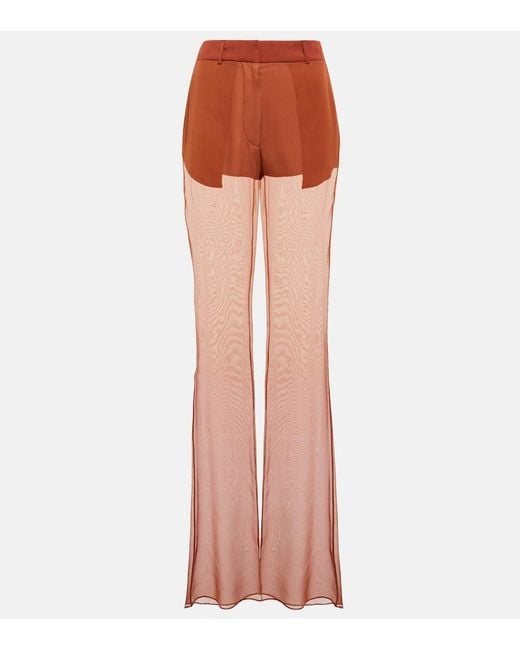 Nensi Dojaka Orange Mid-Rise Wide-Leg Silk Pants
