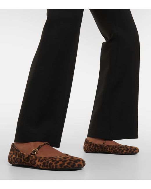 Gianvito Rossi Brown Carla Leopard-Print Suede Ballet Flats