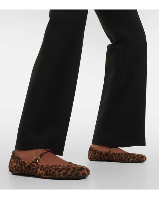 Gianvito Rossi Brown Carla Leopard-Print Suede Ballet Flats