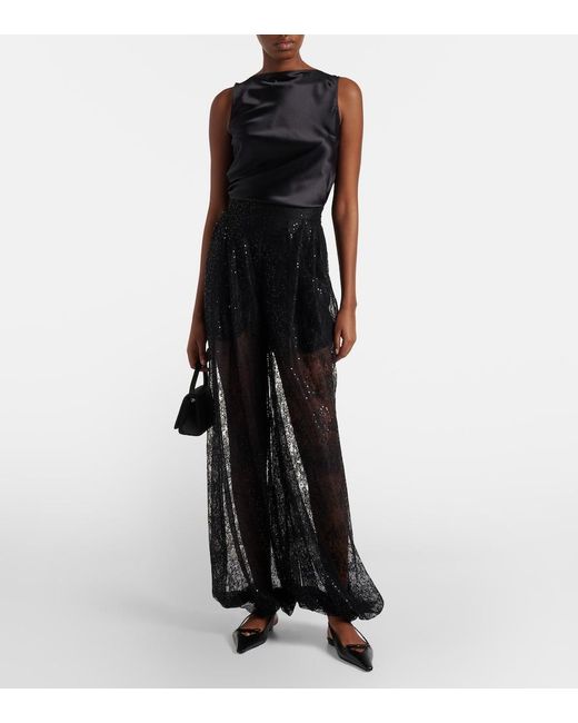 Nina Ricci Black Sequined Lace Balloon Pants