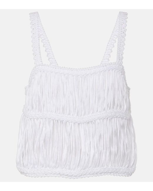 Jonathan Simkhai White Cropped-Top Sterling aus Makramee