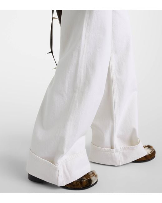 Agolde White Dame Jean High-rise Wide-leg Jeans