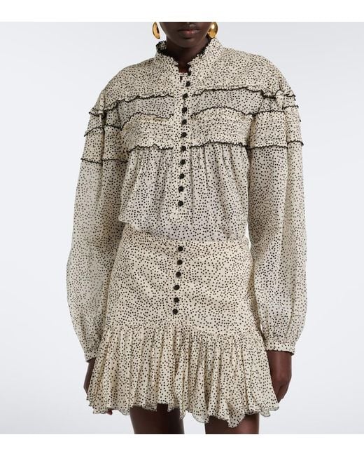 Isabel Marant Gray Doane Polka-Dot Cotton Voile Blouse