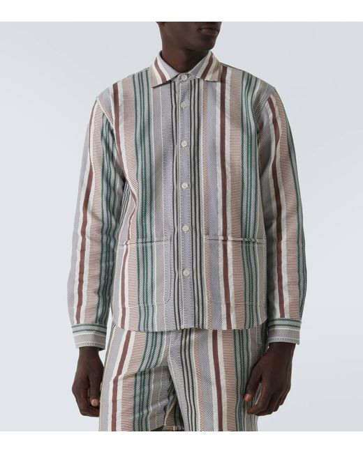 Orlebar Brown White Barkley Striped Cotton Shirt for men