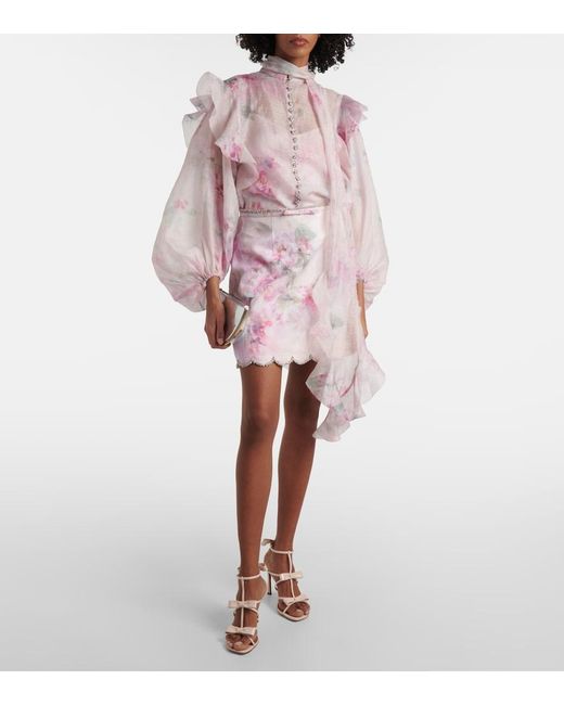 Zimmermann Pink Crush Linen Mini Skirt