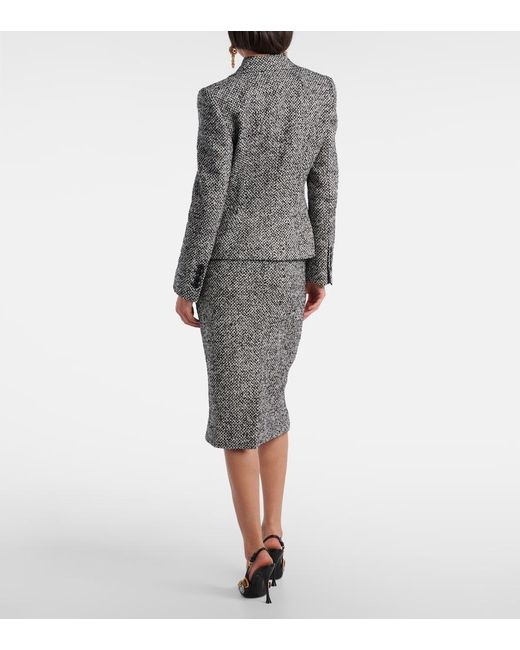 Dolce & Gabbana Gray Dolce&Gabbana Single Breasted Speckled Wool Blend Jacket