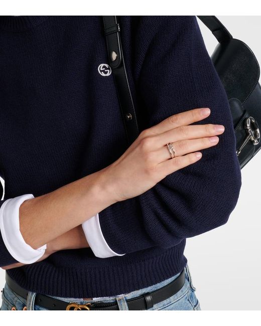 Gucci White Interlocking G Sterling Ring