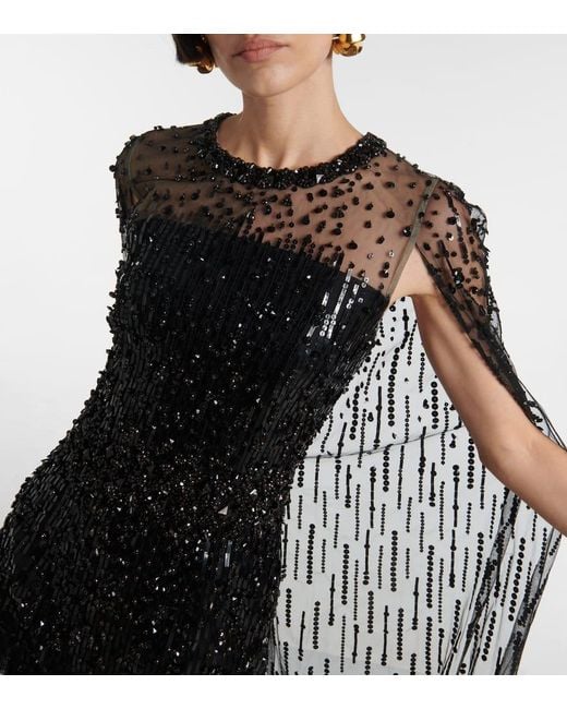 Vestido De Fiesta Adornado Jenny Packham de color Black