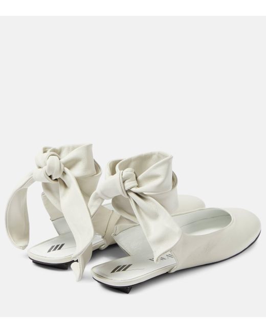 The Attico White Bridal Cloe Leather Slingback Flats