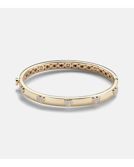 Sydney Evan Metallic Heart 14Kt Bangle With Diamonds
