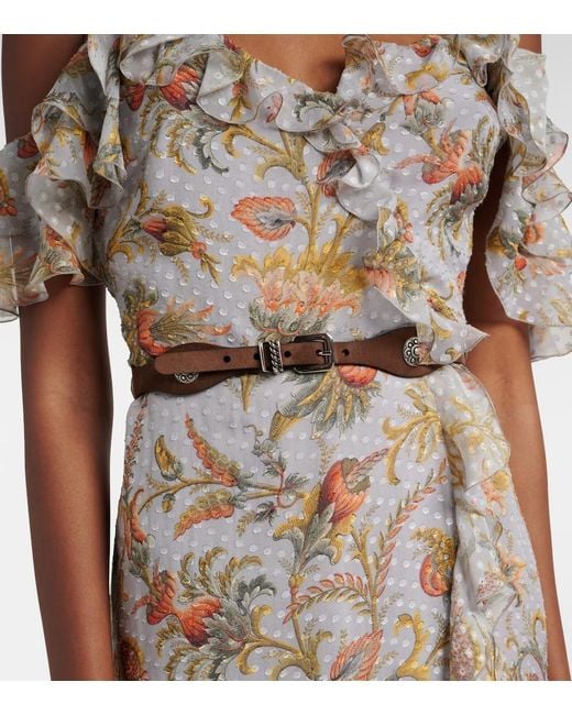 Etro Brown Embellished Suede Belt