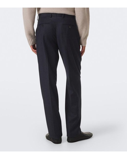 Agnona Blue Wool Straight Pants for men