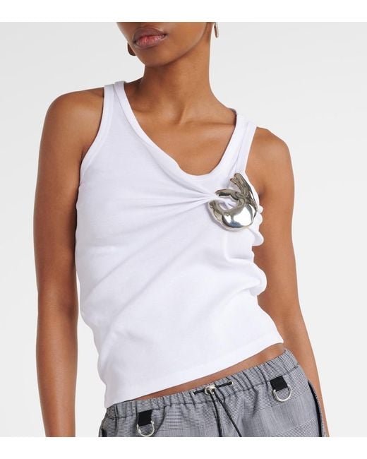 Coperni White Emoji Embellished Cotton Tank Top