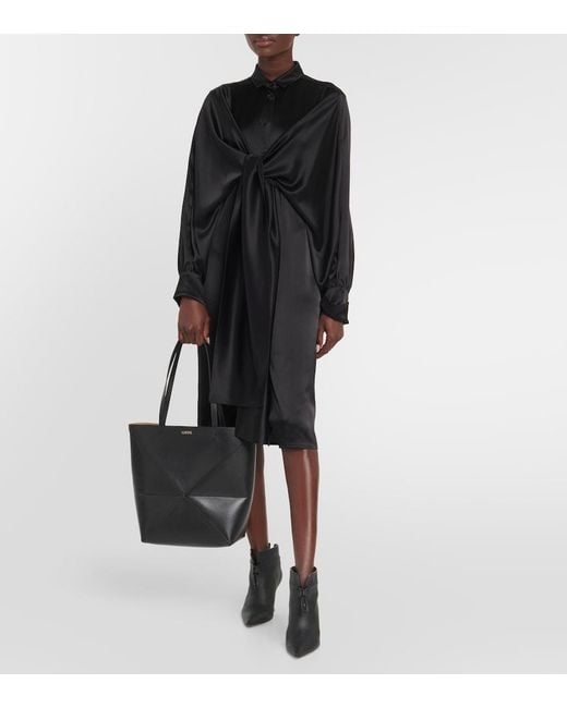 Loewe Black Puzzle Fold Medium Leather Tote Bag
