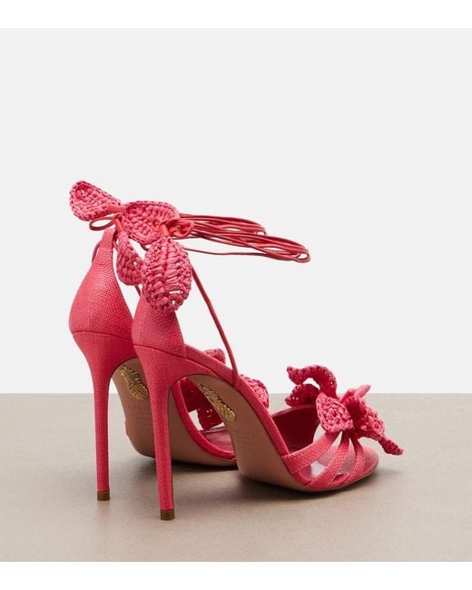 Aquazzura Red Calypso Raffia Sandals