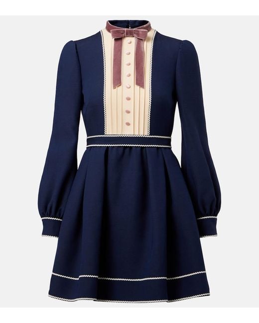 Valentino Blue Crepe Couture Bow-Detail Minidress