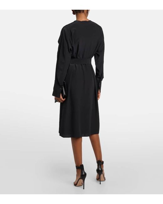 Joseph Black Danville Silk Crepe De Chine Midi Dress