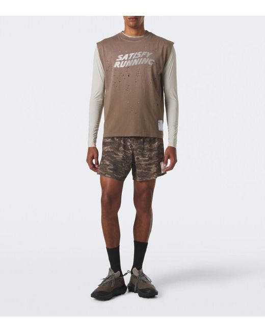 Satisfy Gray Space‑O 5" Camouflage Running Shorts for men