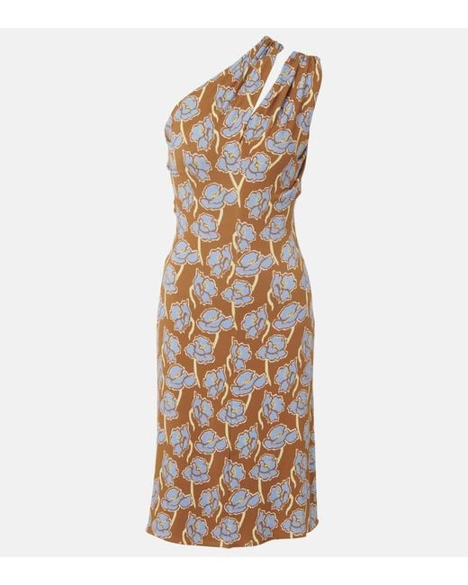 Vestido Midi Poppies De Crepe Asimetrico Versace de color Metallic