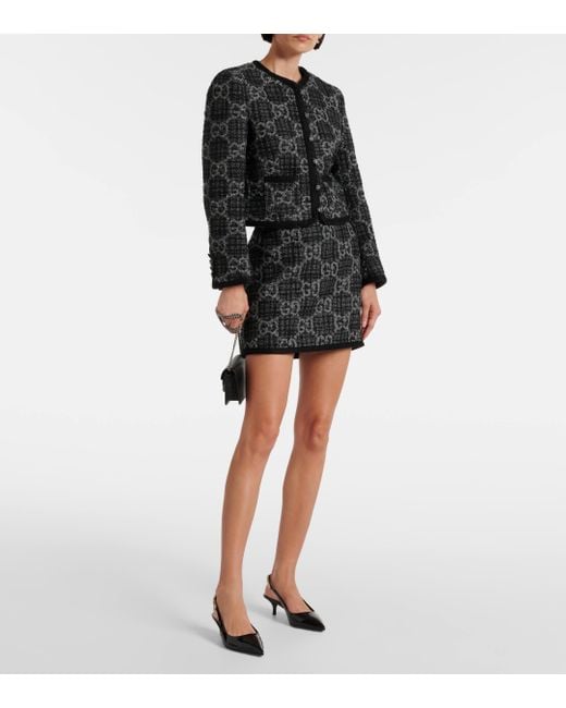 Gucci Black GG Tweed Mini Skirt