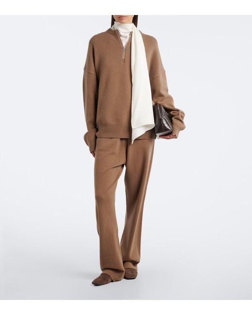 Extreme Cashmere Brown N°479 Runaway Cashmere-Blend Wide-Leg Pants