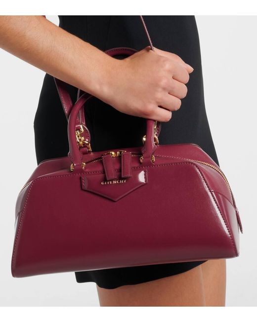 Givenchy Red Antigona Cube Small Leather Tote Bag