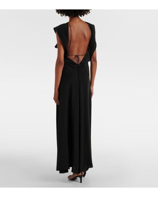 Faithfull The Brand Black Palome Silk Maxi Dress