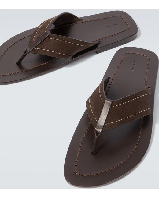 The Row Brown Dan Suede Thong Sandals for men