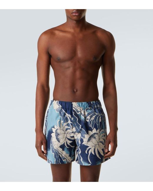 J.W. Anderson Blue Floral Cotton Swim Trunks for men