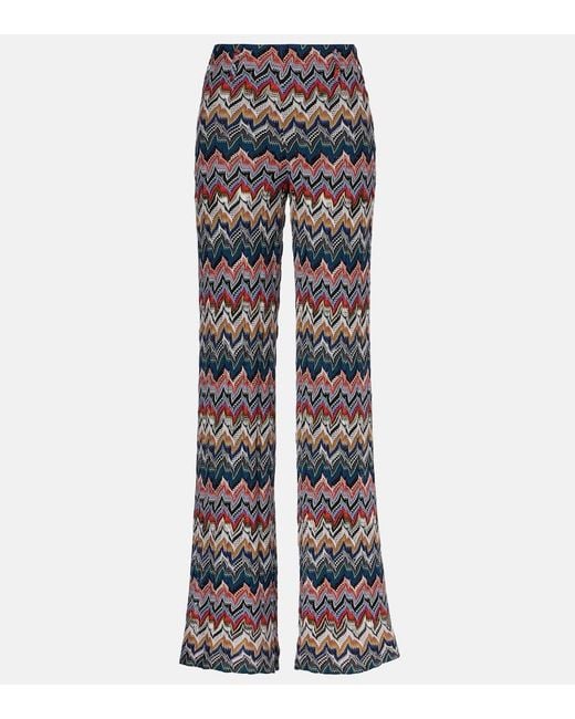 Missoni Blue Open-Knit Palazzo Pants